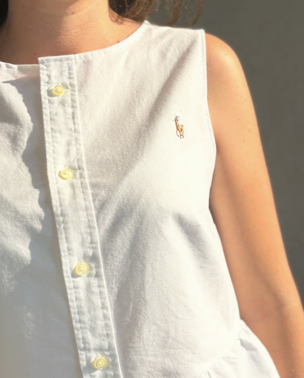 TOP CHEMISE UPCYCLEE BLANC - TAILLE S