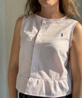 TOP CHEMISE A CARREAUX ROSE UPCYCLEE - TAILLE S